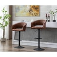 thumbnail image 5 of Guyou Modern Swivel Bar Stools Set of 2, Adjustable PU Leather Counter Bar Chairs with Footrest for Kitchen Island Dining Room, Brown, 5 of 12