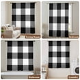 thumbnail image 5 of Black White Plaid Semi Sheer Curtains Drapes for Living Room,Bedroom,French Doors Window 108 Inches Long,Farmhouse Modern Abstract Art Buffalo Rod Pocket Chiffon Curtain Drapery Voile Draperies Panel, 5 of 8