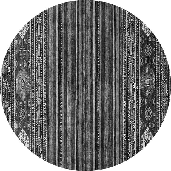 Ahgly Company Machine Washable Indoor Round Abstract Gray Modern Area Rugs, 8' Round