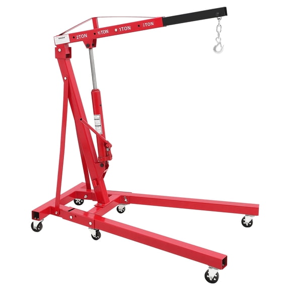 Engine Hoist 2 Ton Folding Hydraulic Cherry Picker with 6 Casters Heavy Duty Steel Shop Crane for Garage Workshop Engine Transmission Lifting 4409 LBS Capacity