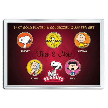 PEANUTS * Then & Now * 24K Gold Plated US State Quarter 5-Coin Set CHARLIE BROWN