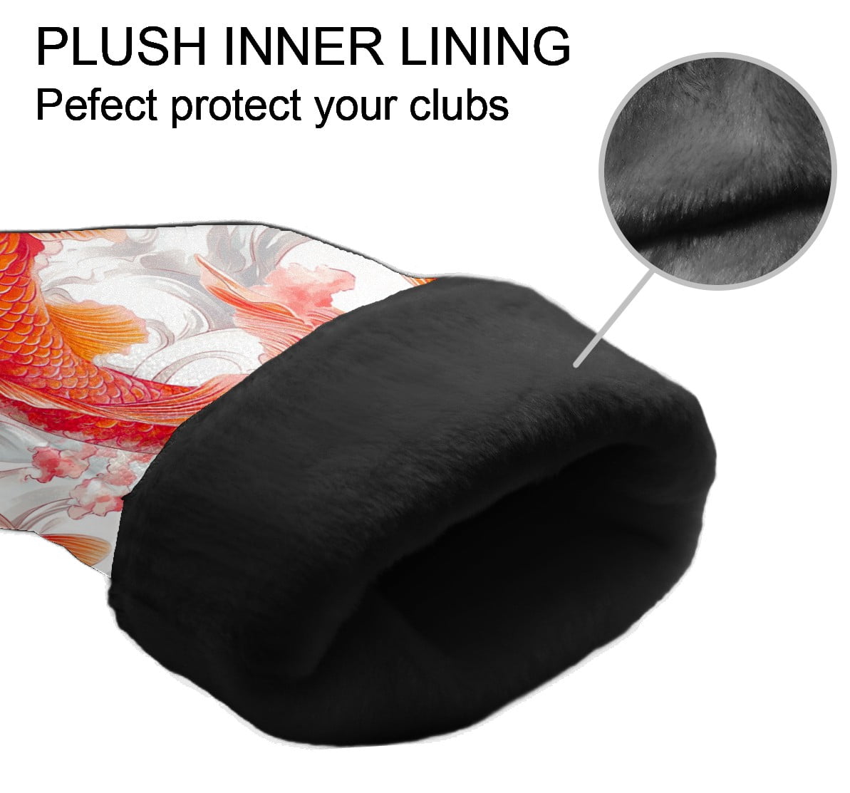 Golf Club Covers PU Leather Waterproof Head Covers for Fairway Woods Hybrids Koi Pattern