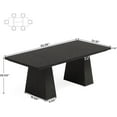 thumbnail image 2 of Tribesigns Dining Table for 6, Farmhouse Wood Kitchen Table with Pedestal for Dining Room, Black, 2 of 5