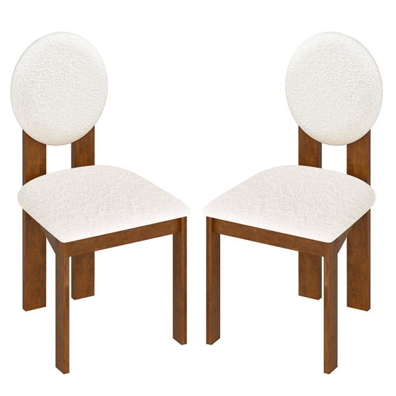 Gymax 2PCS Dining Chairs Upholstered Sherpa Fabric Kitchen Chairs w/ Rubber Wood Legs