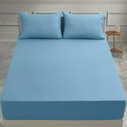 Lux Decor Collection Bed Sheets - 4 Piece Queen Size Sheets, Brushed Microfiber 16 Deep Pocket Bedding Sheets & Pillowcases - Blue