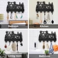 thumbnail image 6 of Wooden Bear Key Holder for Wall 11.8x7.8inch Mountains Forest Wall Mounted Key Rack Animal Element Coat Hat Hook 5 Alloy Hooks for Entryway Front Door Hallway Wall Art Decoration Black 1set, 6 of 9