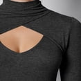 thumbnail image 4 of Women‘s Spring Long Sleeve High Neck Hollow Ribbed T-shirt Tops, 4 of 6