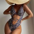 thumbnail image 4 of Conjunto de bikini con estampado de contraste de pecho alto sexy para mujer Conjuntos de traje de baño de una pieza Fridja  nalpqowj62558, 4 of 8