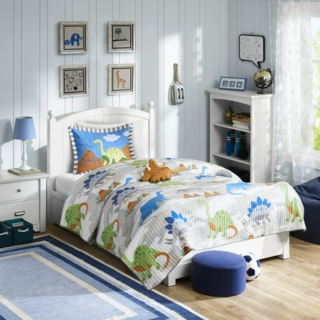 White/Blue/Green Spike Coverlet Set Twin 3pc