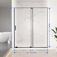 thumbnail image 4 of 56-60" W x 72" H Semi-Frameless Sliding Shower Door, 5/16" Tempered Glass, Matte Black, Cut-to-Fit, 4 of 18