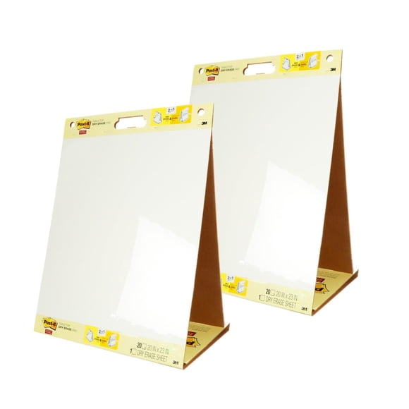 Post-it Super Sticky Portable Tabletop Easel Pad w/Dry Erase Panel, Great for Virtual Teachers and Students, 20x23 Inches, 20 Sheets/Pad, 2 Pads, Bui