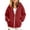Red-1, variant on Girls Zip Up Hoodie Fleece Sweatshirt Jackets with Pocket Full-Zip,Hooded Design,Long Sleeve,Solid Color,Casual Jacket,Fall Winter,Back to School Wear
