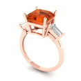 thumbnail image 2 of Clara Pucci 14K Rose Gold Solid Gold Red Three-Stone Anniversary Ring for Women - 3 cttw Asscher Cut, 2 of 8
