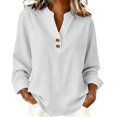 thumbnail image 2 of ManxiVoo Breathable Cotton Linen Shirt for Women Classic Button Down Blouse 3/4 Sleeve Top for Business Casual and Weekend Outfits S Size White, 2 of 5