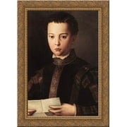 Portrait of Francesco I de' Medici 24x18 Gold Ornate Wood Framed Canvas Art by Agnolo Bronzino