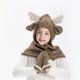 thumbnail image 2 of Gorros de lana para niños y mujeres, capas de alce de animales, gorros, baberos de ganchillo, guantes, dos juegos (café oscuro), 2 of 5