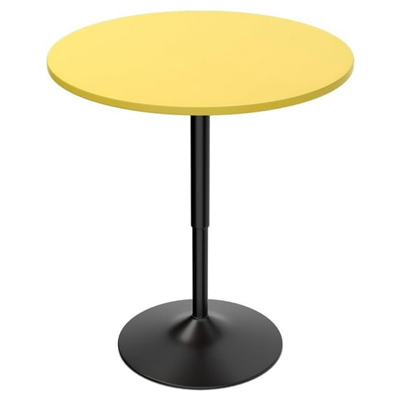 WDZS 31" Round Bar Table Height Adjustable 26"-35" Pub Table with Enlarged Base for Living Room Patio Bistro, Yellow