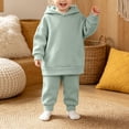 thumbnail image 2 of OJSFQUFP Thickened and Winter Sports Suit for Boys and Girls Casual Pullover Hoodie Long Pants Two Piece Set, 2 of 8