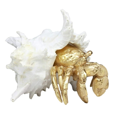 Ebros Large Ocean Sea Golden Conch Shell Hermit Crab Statue 6.75" Long Jumbo Seashells Themed ...