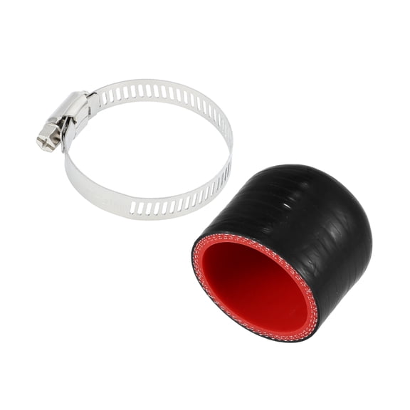 Unique Bargains 1 Pcs 30mm Length 38mm/1.50" ID Black Red Silicone Rubber Hose End Cap with Clamps