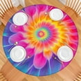 thumbnail image 2 of Rainbow Tie Dye Floral Pattern Round Fitted Tablecloth with Elastic Edge,Dining Table Cover Waterproof,Outdoor Round Tablecloth for Camping,Dining,Indoor and Outdoor, 2 of 7