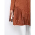 thumbnail image 6 of TiaoBug Women Western Cowgirl Fringe Long Sleeve Tassels Mini Dress Hippie 70s Party Outfit Brown XL, 6 of 7