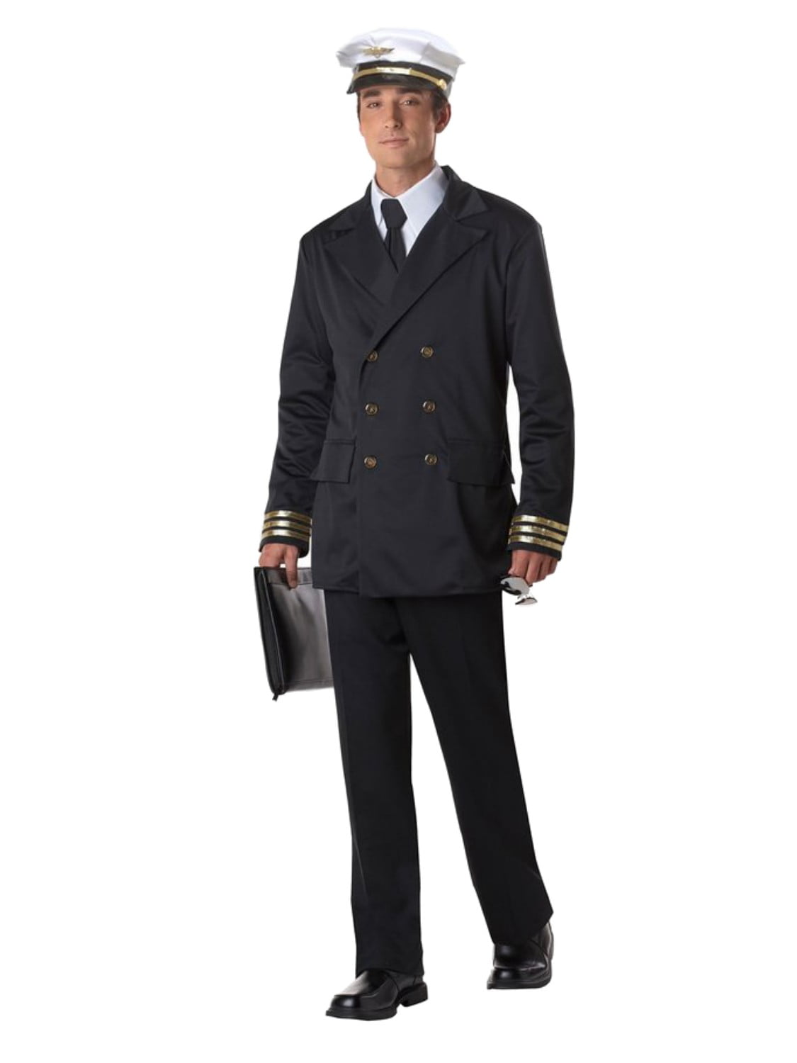 California Costumes Mens Retro Pilot Costume with Airline Captain Hat XL, Black