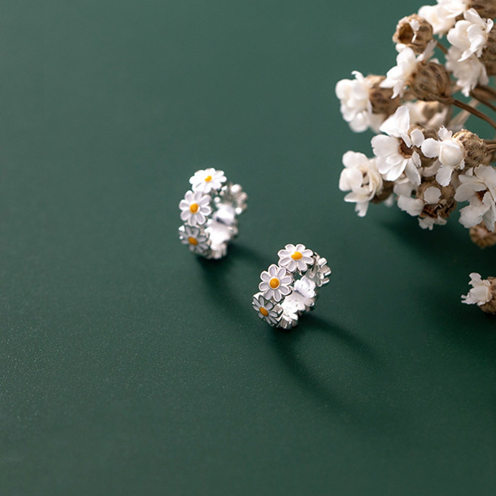Stylish Small Earrings for Women - White Epoxy Flower Design