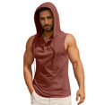 thumbnail image 2 of BiZtdJrK Men's Workout Hooded Tank Tops Sleeveless Gym Cotton Vest Hoodies Muscle Fit Cut Off Shirt Solid Casual Button V Neck Henley Shirts Red XXL, 2 of 8