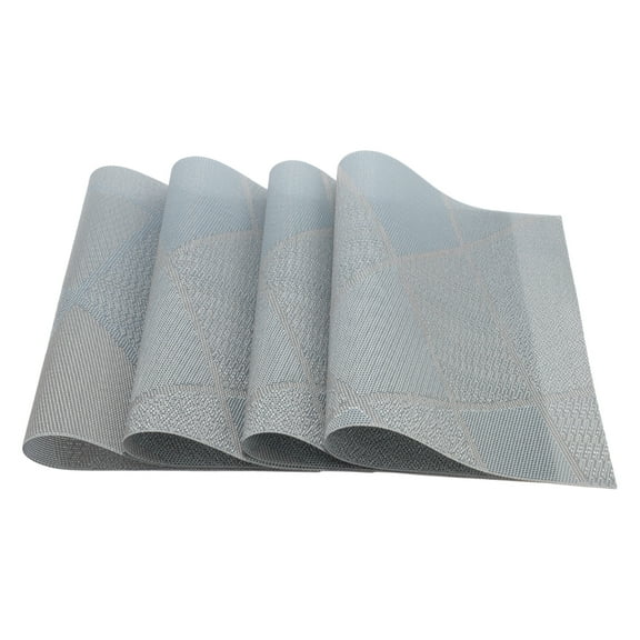 4 Pcs Blocks Pattern Placemats PET Place Mats for Kitchen Dining Table Washable Table Mat Light Blue