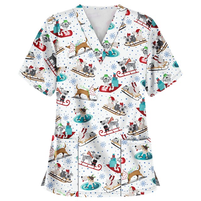 T-Shirts pour Femmes Manches Longues Spandex T-Shirts Manches Courtes Col en V Blouse Compression Manches Longues Chemise à Main Manches Longues pour Noël