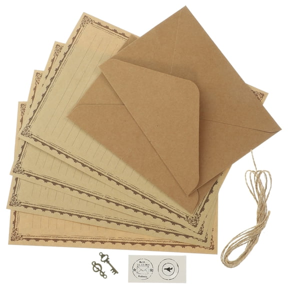 Niceauty Vintage Notebook and Paper Envelope Set Light Brown for Writing 2Sets