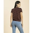 thumbnail image 3 of Moomaya Womens Printed Round Neck, Short Puffed Sleeves Casual Top, 3 of 7
