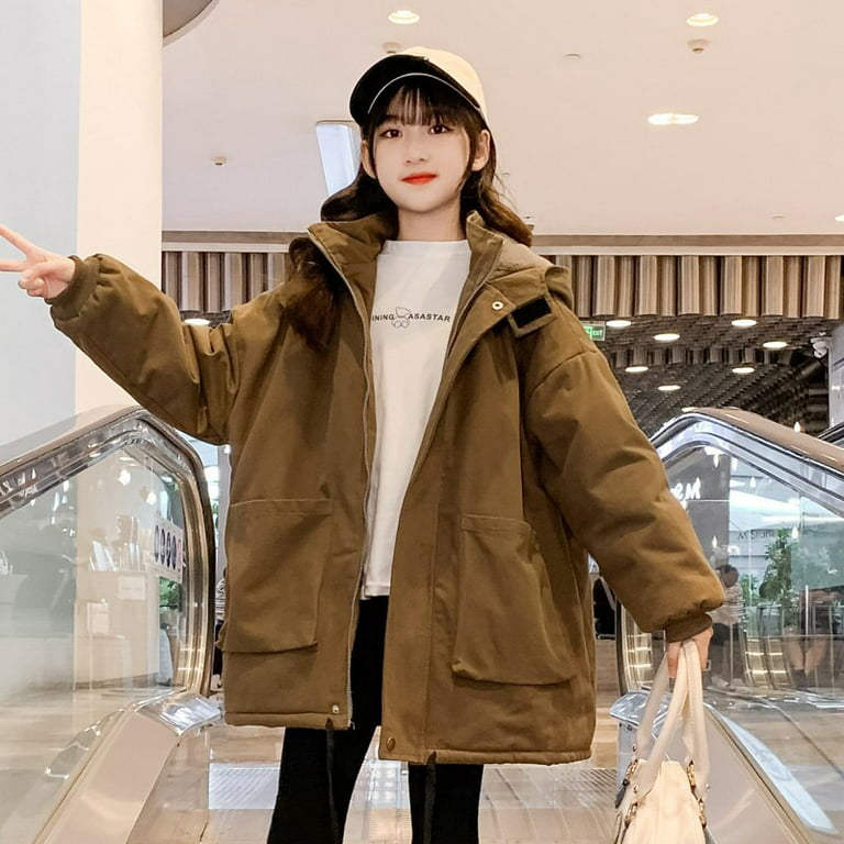 Winter 2022 Children's Clothing Stylish Hooded Cotton Coat for Girls Korean  Fashion Teen Kids Warm Fleece Jacket Thick Outerwear