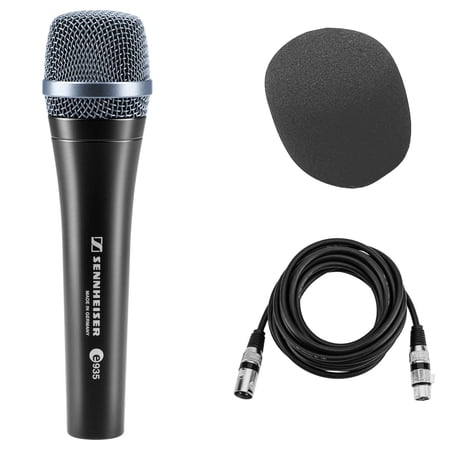 Sennheiser e 935 Wired Pro Cardioid Dynamic Handheld Vocal Microphone with Clip - Bundle With 20' Heavy Duty 7mm Rubber XLR Microphone Cable, On-Stage