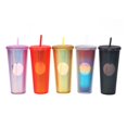 thumbnail image 4 of YAHHU 24oz Double-Walled Studded Tumbler with Lid and Straw, Reusable Matte Plastic Travel Cup for Iced Coffee Water Tea, Leakproof Large Capacity Cold Beverage Mug, Black, 4 of 7