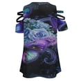 thumbnail image 5 of Cosmic Butterfly Womens Summer V Neck Zipper Top Short Sleeve T Shirt Off Shoulder Top Casual Classy Loose Shirts, 5 of 7
