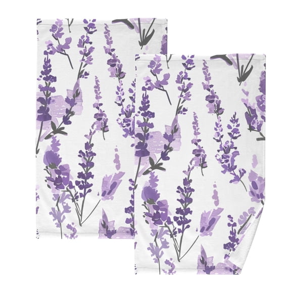 Ryvnso Lavender Flower Cotton Hand Towels Sets Face Towel 2 PCs Bathroom Decorative