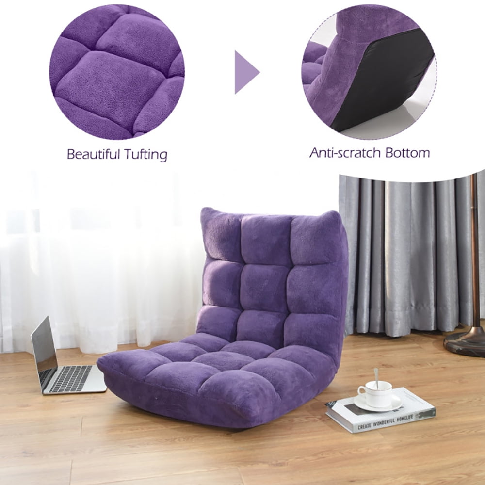 Finihen Adjustable 14-position Cushioned Floor Chair, Folding Lazy Sofa Chair for Living Room, Bedroom, for Gaming, Reading, Purple Finihen Adjustable 14-position Cushioned Floor Chair, Folding Lazy Sofa Chair for Living Room, Bedroom, for Gaming, Reading, Purple