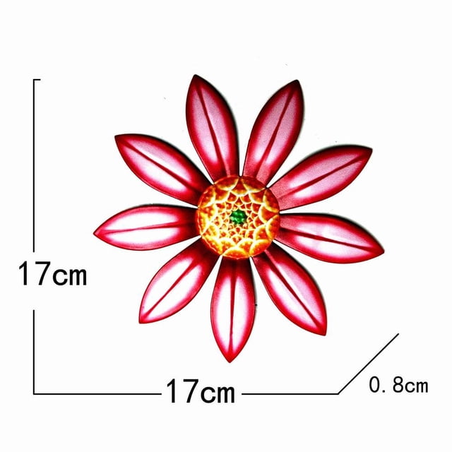 Vibrant And Whimsical Metal Flower Wall Decor for Indoor And Outdoor Use Red