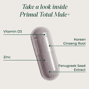 Primal Harvest Total Male + Men's Multivitamin with Vitamin D3, Zinc, Maca Root, Black Pepper Extract, 90 Count