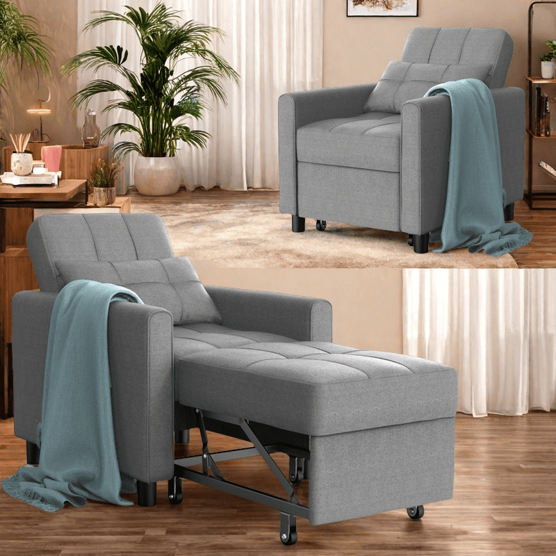 Recliner Chair,3 in 1 Convertible Sofa Bed with Adjustable Backrest for Office,Bedroom,Light Gray