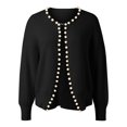 thumbnail image 4 of Women's Vintage Heavy Stitching Beaded Small Fragrant Knit Cardigan Over Sweater Jacket Coat Sweaters Long Hooded Cardigans for Women Cardigan Duster Sweater for Women Plaid Cardigan Long Dusters for, 4 of 8