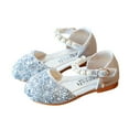thumbnail image 5 of IUJSOY Girls Dress Shoe Toddler Little Big Girls Flat Sequin Closed Toe Shoes with Pearl Ankle Strap, 5 of 5