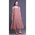thumbnail image 4 of Bimba Dark Peach Orange Floral Artistic Printed Cotton Nightgowns For Women Sleeveless Gown Sleepwear Maxi Dress Small, 4 of 6