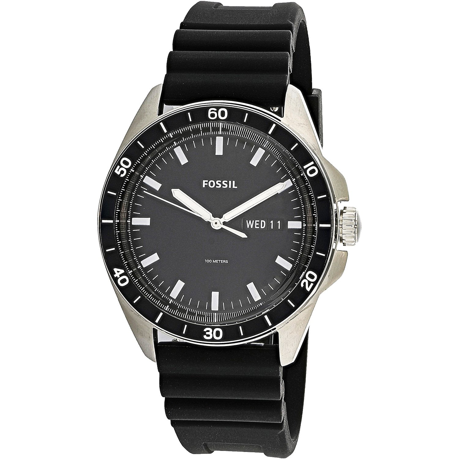 Fossil - Fossil Men's Sport 54 FS5290 Silver Silicone Japanese Quartz Diving Watch - Walmart.com