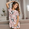 thumbnail image 3 of Balery Panda Pattern Womens Short Sleeve Sleepshirt Scoopneck Cute Nightdress Comfy Nightgown Loungewear Dress, 3 of 6