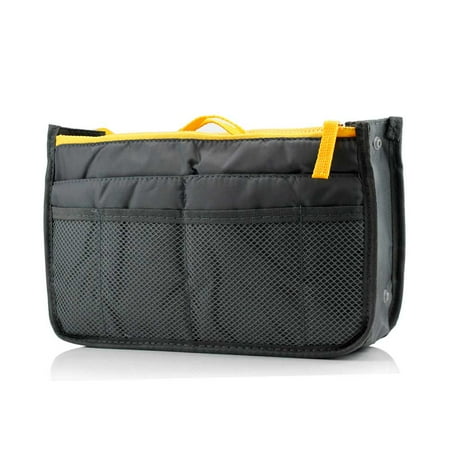 Bag Organizer Insert - Durable Travel Makeup Nylon Cosmetic Insert Handbag Purse Zipper Case Organizer