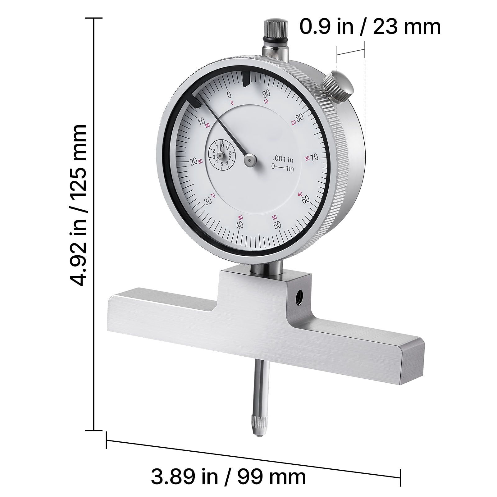 Depth Micrometer 0-1 Inch, ±0.001" Accuracy 0.001" Resolution, Precision Depth Measuring Tool for Machining Engine Parts Fine Components