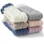 Fuzzy Socks for Women, Warm Soft Fluffy Socks Thick Cozy Plush Sock Winter Socks for Women 6 Pairs